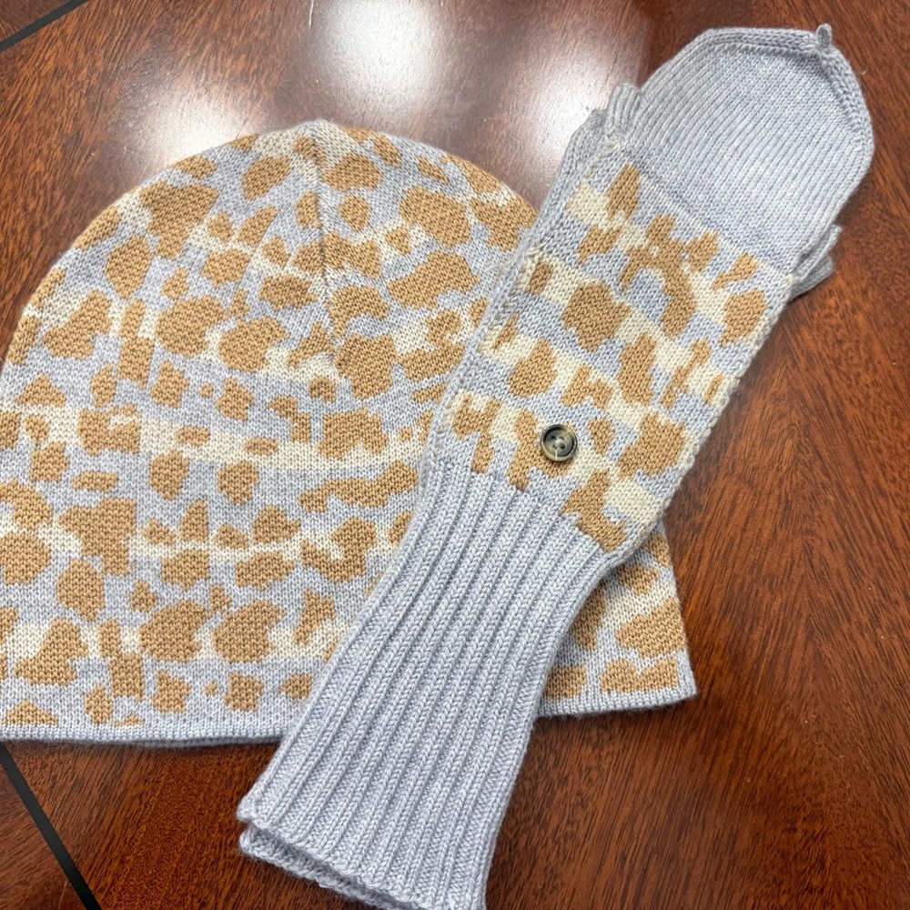 JMcLaughlin Alexis leopard hat with matching Marcie  gloves